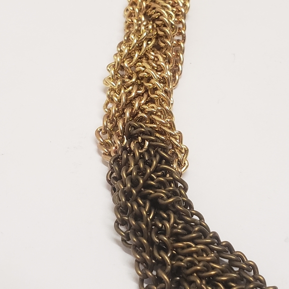 Multi Tone Braided Chain Necklace, Copper Gold & Silver Tone Braided Chain - Picture 6 of 11